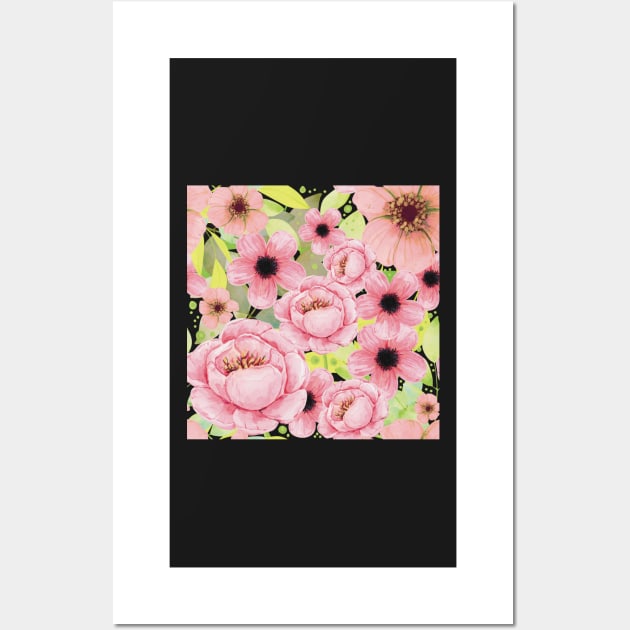 Pink flowers, seamless pattern Wall Art by marina63